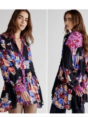 Free People - Brunch A Bunch Floral Tunic - Large- EXCELLENT CONDITION